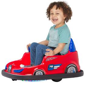 Flybar 025543020711 Kid Trax 6v Bumper Car Ride-on Toy Red 360 Spin Led Lights Soft Foam
