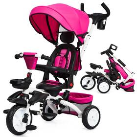 Gaomon 196336844804 7-in-1 Folding Baby Tricycle Adjustable Push Handle Canopy Safety Harness