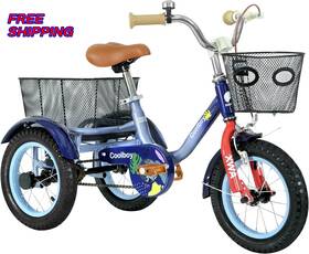 Glyncipher 445016192135 Trike Kids Tricycle For Ages 3 Beginner Riders With Front Rear Basket 12 Inch