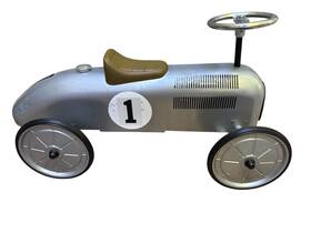 Gollnest & Kiesel Kg 013594141369 Vintage Style Speedster Silver Race Car Ride On No. 1 Pressed Steel Kids 30.5 Inch L