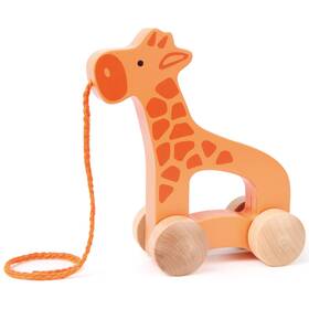 Hape E0906 Push And Pull Giraffe - Orange Wooden Toy Push-pull-grab 1