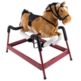 Happy Tails 80-bf034 Spring Rocking Horse Plush Ride On Toy With Adjustable Foot Stirrups And Soun
