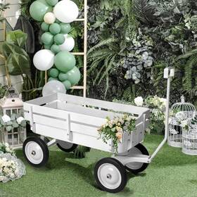 Hdyegiou Hg24-w1638 All-terrain Cargo Wagon - White Flower Girl Pull Along With