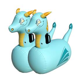 Hearthsong H3397 Hop N Go Inflatable Blue Dragon Bouncy Riding Hopping Toys For Kids Ages 5