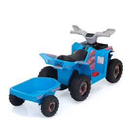 Homcom Uk370-277v70gn0342 6v Kids Electric Atv Toddler Ride On Car With Trailer Music Bluetooth Blue