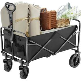 Xy-ytc-s01-bk Homee 220 Lbs Collapsible Wagon Large Capacity Beach With All-terrain Wheels