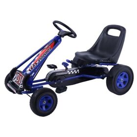 Honeyjoy Go Kart 4 Wheel Pedal Powered Kids Ride On Toy With Adjustable Seat Blue
