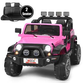 Honeyjoy T7764pi A26235 12v Kids Ride On Car 2 Seater Truck Rc Electric Vehicle With Storage Pink
