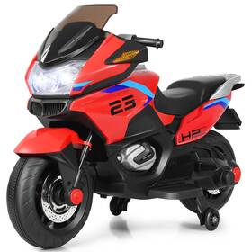 T7786rea26262 Honeyjoy 12v Kids Ride On Motorcycle Electric Motor Bike With Training Wheels And Light Red