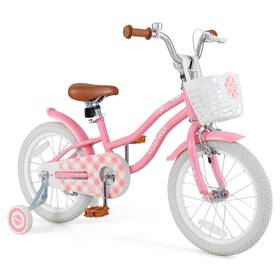 Honeyjoy Us-2hcst06107 16 Inch Kids Bike Toddler Adjustable Bicycle With Training Wheel For 4-7 Years Old Girl