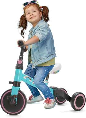 Hurtle Hur3u7 3 In 1 Kids Tricycles - Balance Training Bike For 10 Months To Yr Old