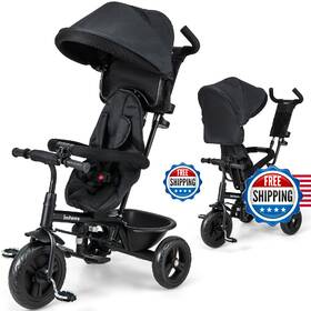 Infans B0cs5r4b7y 6-in-1 Kids Tricycle Toddler Trike With Reversible Seat Push Handle And Can