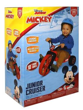 Jakks Pacific 6033311 Fly Wheel Mickey Mouse Junior Toddler Cruiser Tricycle With 10 Inch Front