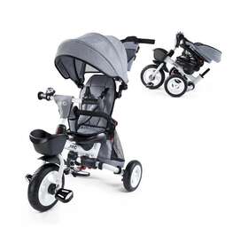 Jmmd 1220-foldgrey Baby Tricycle 7-in-1 Folding Kids Trike With Adjustable Parent Handle