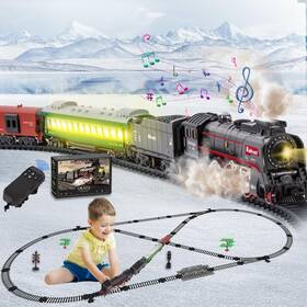5248 Jonrryin Electric Train Set For Kids With Remote Control Classic Steam Locomotive Wit