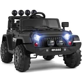 Joyldias 13100sa 12v Kids Ride On Truck Black Electric Car Music Led Storage Space With Rc