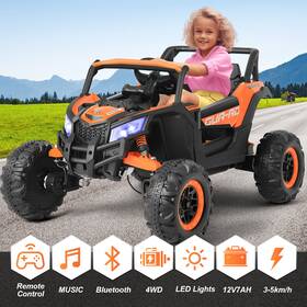 Joyldias 6000us 12v Kids Orange Ride On Utv Vehicle Electric Off-road Car With Music Rc Led
