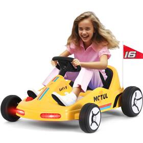 Joyldias 7200us Yellow 12v Battery Kids Ride On Car Electric Go Kart 3 Speed With Rc