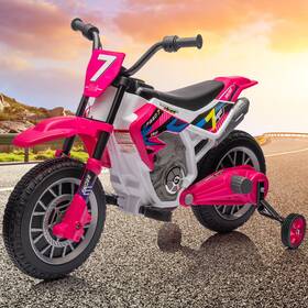 Joyldias 8600us Rose Pink 12v Kids Ride On Motorcycle Dirt Bike With Training Wheels
