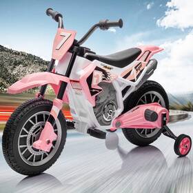 Joyldias 8700us Pink 12v Kids Ride On Motorcycle Dirt Bike Girls Gift With Training Wheels