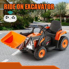 Joyldias 8800sa 12v Electric Orange Ride On Car Excavator Truck Digger 3 Speeds Music Light With Rc