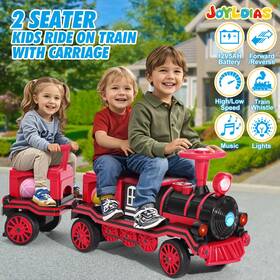 F121100 Joyldias Large Red 12v Electric Kids 2-seater Ride On Train Carriage Music Lights Storage