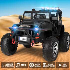 Joyldias S3621 12v Battery Black Large Ride On Truck Electric Kids Car Vehicle Led Mp3 With Remote