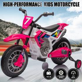 S8600 Joyldias Rose Pink 12v Kids Ride-on Motorcycle Dirt Bike With Music Training Wheels