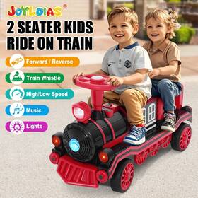 Joyldias U121000 Large Electric 12v 2-seater Kids Red Ride On Train 2 Speed With Music Light Storage