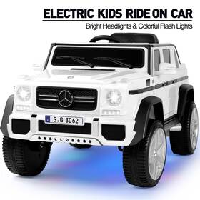 Joyldias U2700 White 12v Battery Electric Kids Ride On Mercedes-benz Car 3 Speed With Music Remote