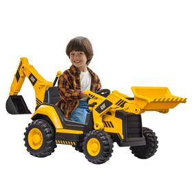Kid Trax Kt24016bl 12v Cat Backhoe Loader Ride-on Excavator With Functional Loaders