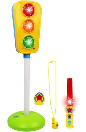 Kt-9027 Kiddie Play Traffic Light Toy For Kids Cars And Bikes With Medium Yellow