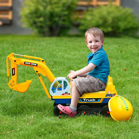 Us370-1760141 Kids Excavator Ride-on Toy For Toddlers With Safety Head Gear Yellow