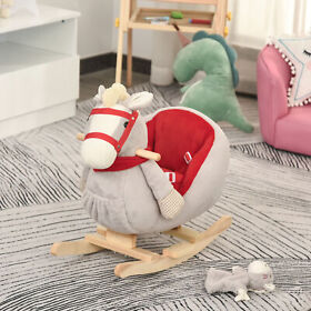 Kids Ride-on Rocking Horse Toy Rocker With Fun Song Music And Soft Plush Fabric