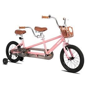 Kinbro 16 Inch Kids Tandem Bike For 4 5 6 7 16 Inch With Training Wheels Pink