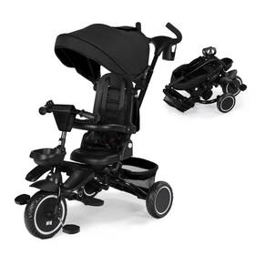 Etd044bk Kinder King Kids Tricycle 8 In 1 Folding Toddler Trike With Adjustable Push Handle Rotatab