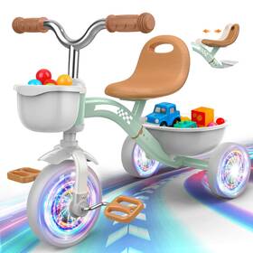 Kkdi B0dx62pllr Toddler Tricycle For 1-5 Year Old Boys Girls Adjustable Seat Light-up Whe