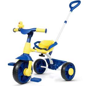 Kriddo Ca Tc005-blue 2 In 1 Kids Tricycles Age 18 Month To 3 Years Eva Wheels Upgraded Tri
