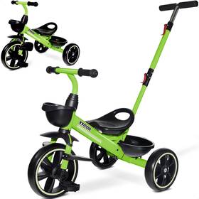 Kriddo Tc011-green 2-in-1 Toddler Tricycle For Ages 18 Months To 5 Years Old - Extended Push Han
