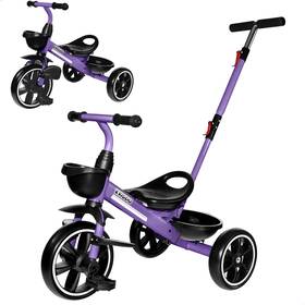 Kriddo Tc011-purple 2-in-1 Toddler Tricycle For Ages 18 Months To 5 Years Old - Extended Push Han