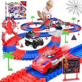 Lazibudgha Ly-027 Spider Toys For Boys 4-6 With 2 Electric Race Track Flexible Tracks