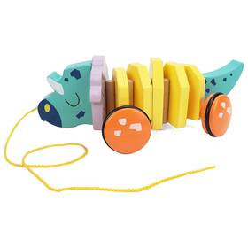 Leo & Friends Lf0101 And Pull-along Walking Triceratops - Wooden Toy 12mo