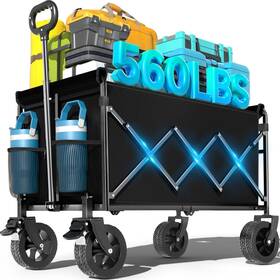 Liapott Bw-001 Wagons Carts Foldable Beach Wagon With Brakes And All-terrain Wheels 560lbs Ca