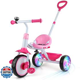 Liberry B0f1cxbfdz 2 In 1 Toddler Tricycle Age 3 4 Years Old Kids Trike Light Up Wheels