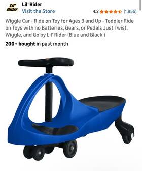 Lil Rider 80-1277bl Lilft Wiggle Car Ride-on Toy Blue Black 4 Wheels