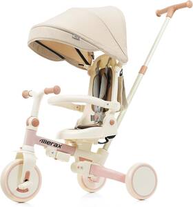 Merax Lq1-n726p248345g 7in1 Baby Tricycle Toddler Trike Collapsible Frame Kid Rider Pedal Pink