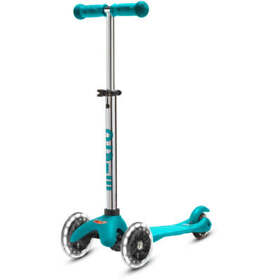 Micro Kickboard Mini Plus Kick Scooter With Led Lights Aqua