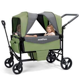 Momfann Y-mom-k-0018 Stroller Wagon For 2 Kids With Canopy Foldable All-terrain Wi