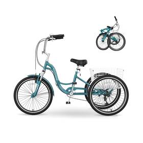 Mophoto P26zd-kql-co30tx9 Adult Folding Tricycle 7-speed 3 Wheel Bike For Adults Seniors Wom