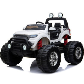 Moto Tec Monster Truck 4x4 12v White 2.4ghz Ride Ons For Kids 3 4 5 6 7 8 Years